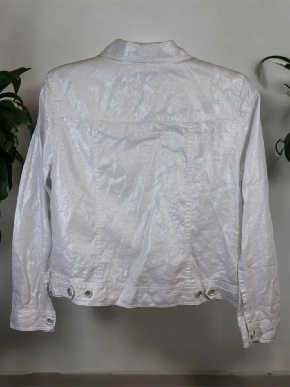 Tommy Bahama Womens Linen Jacket White Shimmer Button Front Large L - Picture 2 of 6